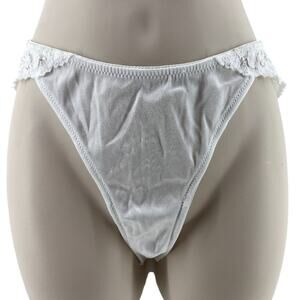 Vintage Maidenform 40339 Second Skin Satin Lace Tanga Panty Bridal White Medium